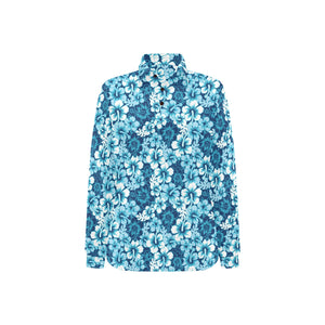 Hibiscus Pattern Print Design 03 Women's Long Sleeve Polo Shirt