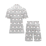 Bull Terrier Pattern Print Design 05 Men's V-Neck Short Pajama Set