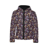 Hummingbird Pattern Print Design 04 Kids' Boys' Girls' Padded Hooded Jacket