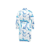 Watercolor dolphin pattern Men's Long Sleeve Belted Night Robe