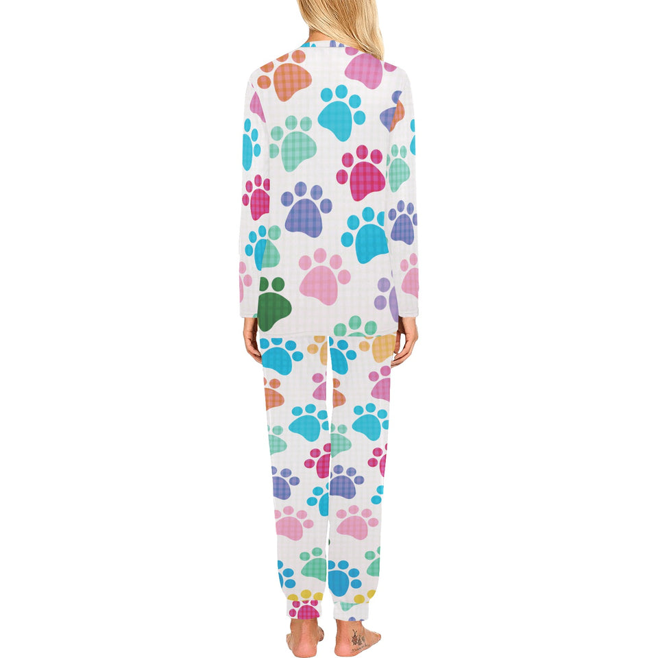 Dog Paws Pattern Print Design 01 Women's All Over Print Pajama Set