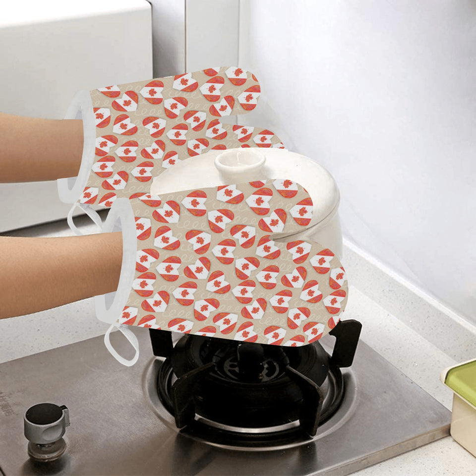 Canada Pattern Print Design 01 Heat Resistant Oven Mitts