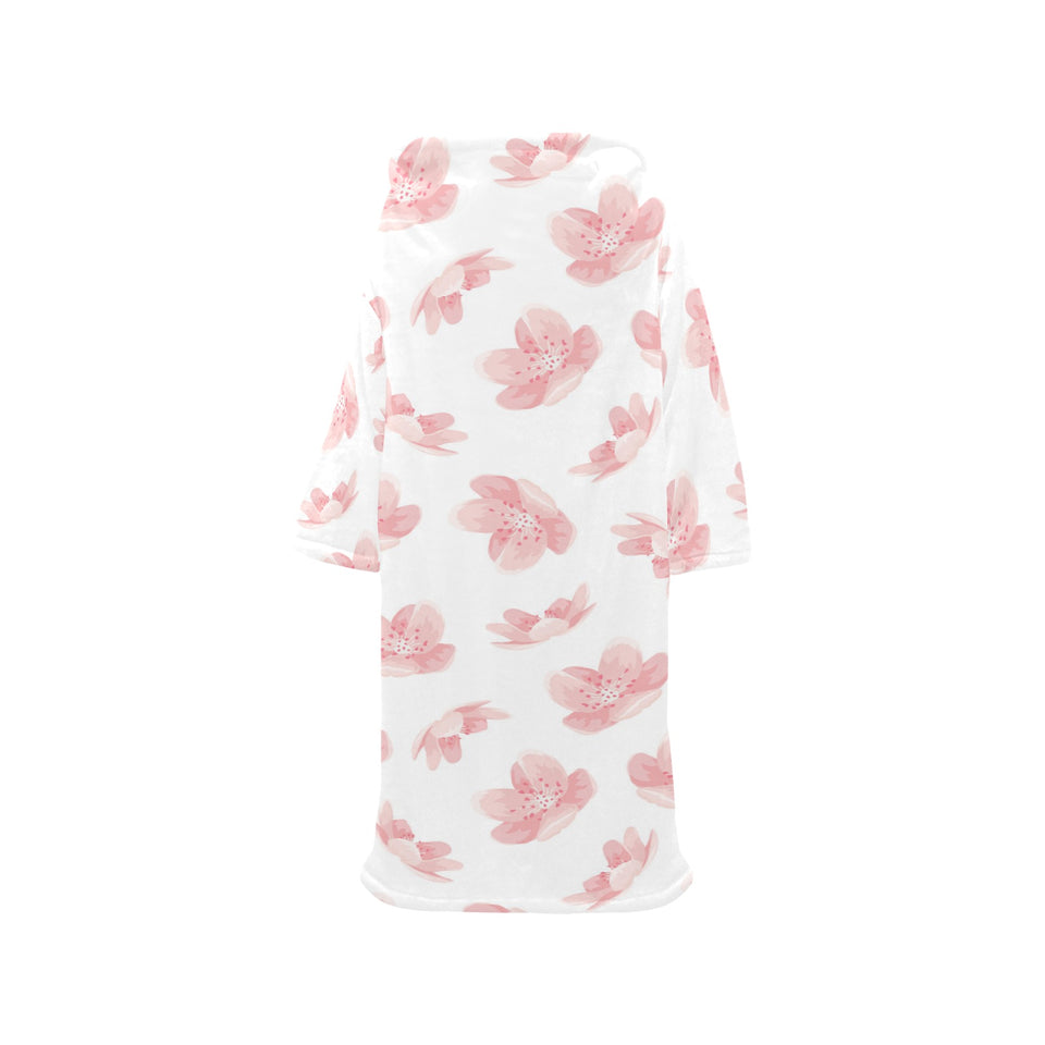 Pink sakura cherry blossom pattern Blanket Robe with Sleeves