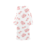 Pink sakura cherry blossom pattern Blanket Robe with Sleeves