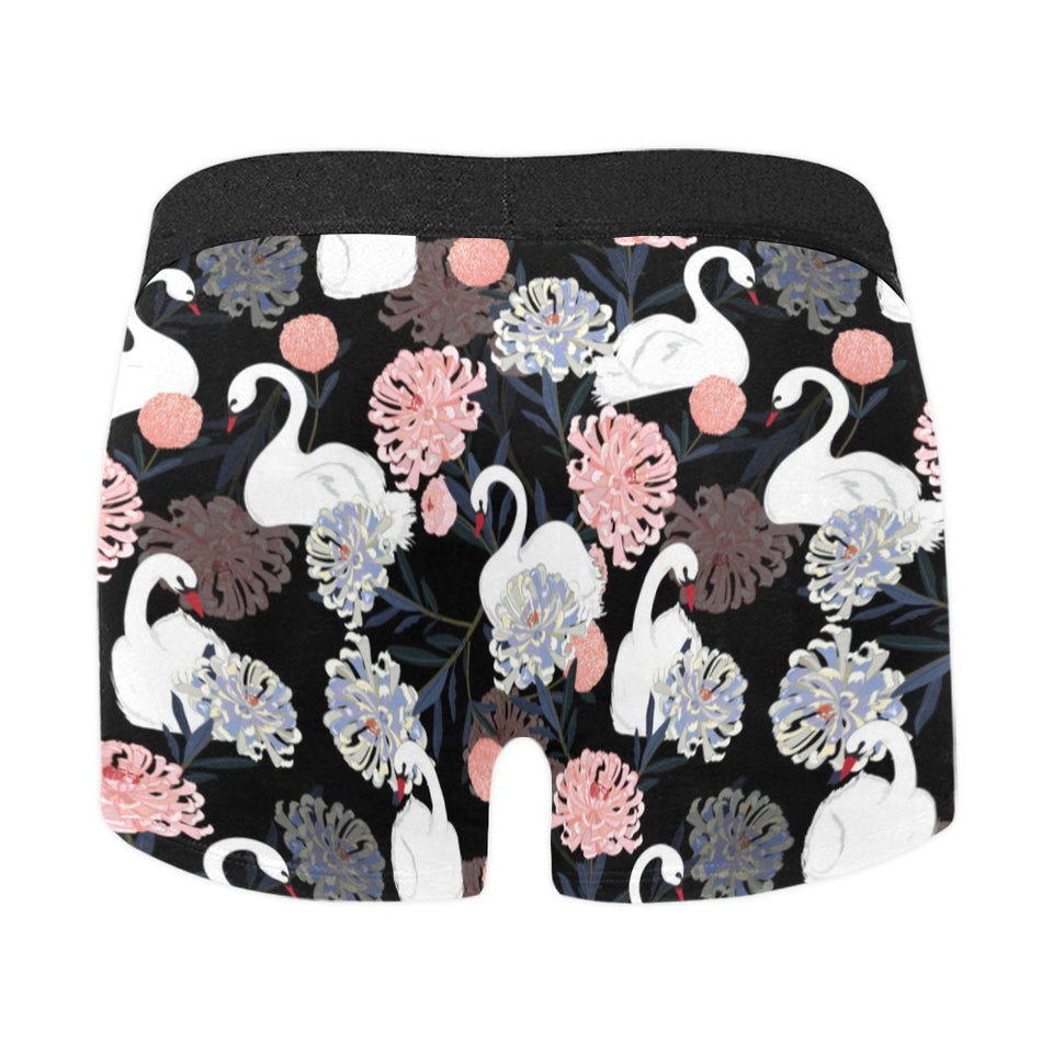 white swan blooming flower pattern Men's All Over Print Boxer Briefs Men's Underwear