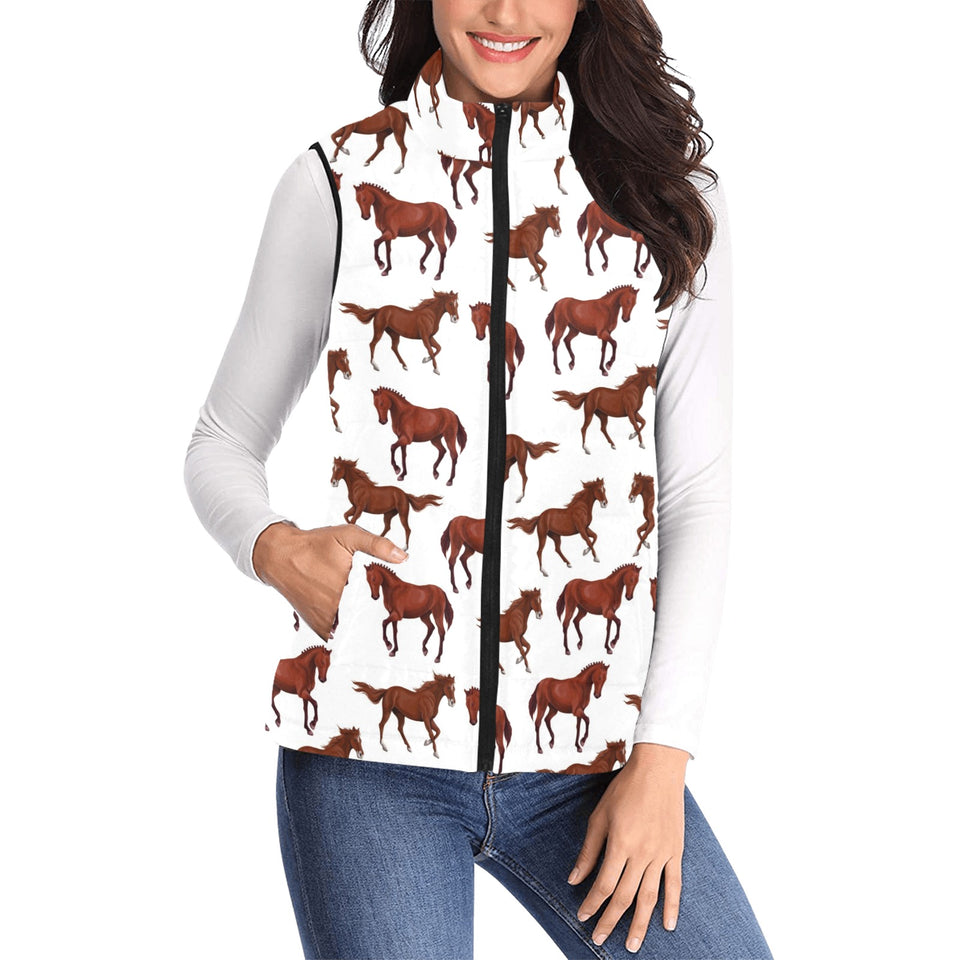Horses running pattern background Women's Padded Vest