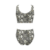 Gear Pattern Print Design 02 Chest Bowknot High Waisted Bikini Swimsuit