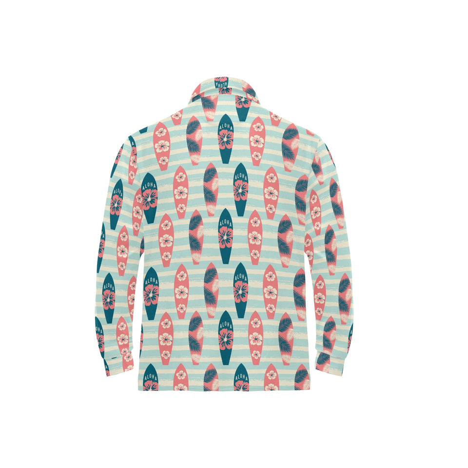 Surfboard Pattern Print Design 02 Men's Long Sleeve Polo Shirt
