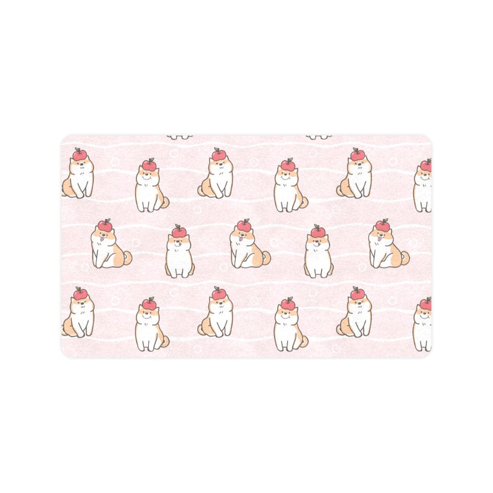 Cute Shiba Inu Dog Apple pattern Doormat
