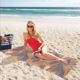 Bonsai bamboo stork japanese pattern brown theme Beach Towel