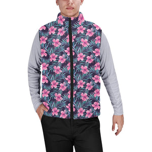Hibiscus Pattern Print Design 05 Men's Padded Vest