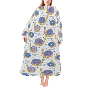 Snail Pattern Print Design 05 Blanket Robe with Sleeves