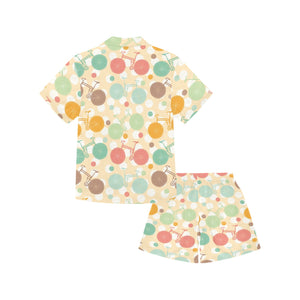 Bicycle Pattern Print Design 01 Kids' Boys' Girls' V-Neck Short Pajama Set