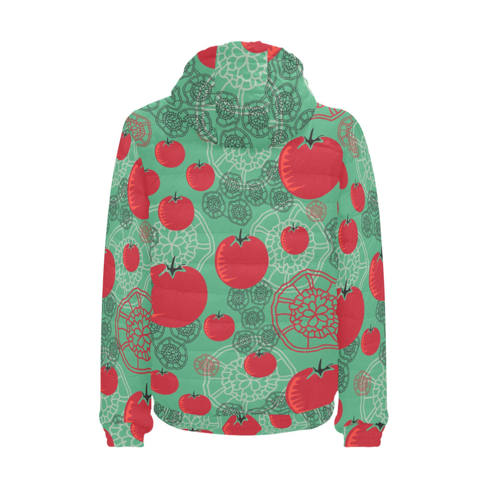 Tomato design pattern Men's Padded Hooded Jacket