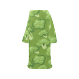 Broccoli pattern green background Blanket Robe with Sleeves
