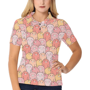 Pig Pattern Print Design 04 Women's All Over Print Polo Shirt