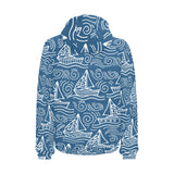 Hand drawn sailboat pattern Men's Padded Hooded Jacket