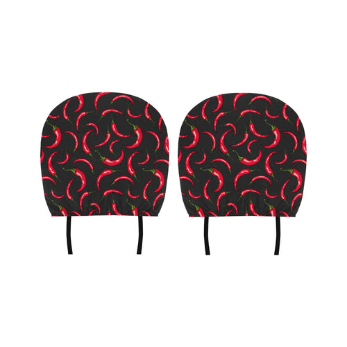 Chili peppers pattern black background Car Headrest Cover