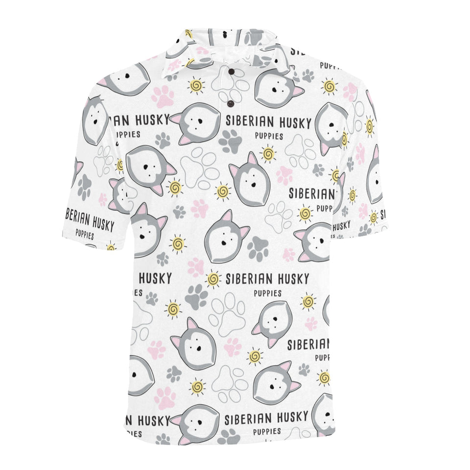 Siberian Husky design pattern Men's All Over Print Polo Shirt
