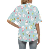 Cute snowman snowflake pattern Women's All Over Print Hawaiian Shirt