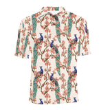 Peacock tropical flower pattern Men's All Over Print Polo Shirt