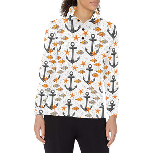 Clown Fish Pattern Print Design 02 Women's Long Sleeve Polo Shirt