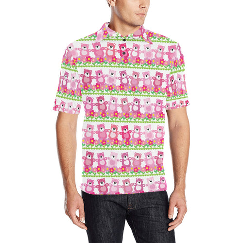 Teddy Bear Pattern Print Design 04 Men's All Over Print Polo Shirt