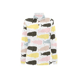 Whale dot pattern Women's Long Sleeve Polo Shirt