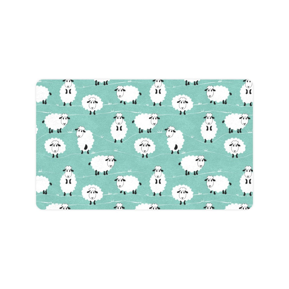 Cute sheep green background Doormat