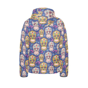 Sugar skull flower pattern Kids' Boys' Girls' Padded Hooded Jacket