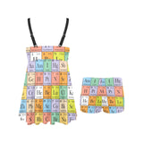 Chemistry Periodic Table Pattern Print Design 01 Chest Sexy Pleated Two Piece Swim Dress