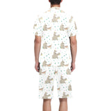 Cute Rhino pattern background Men's V-Neck Short Pajama Set
