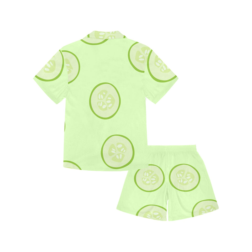 Cucumber pattern Kids' Boys' Girls' V-Neck Short Pajama Set