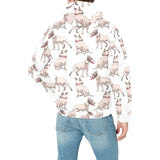 Bull Terrier Pattern Print Design 04 Men's Padded Hooded Jacket