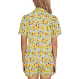 Yorkshire Terrier Pattern Print Design 05 Women's V-Neck Short Pajama Set