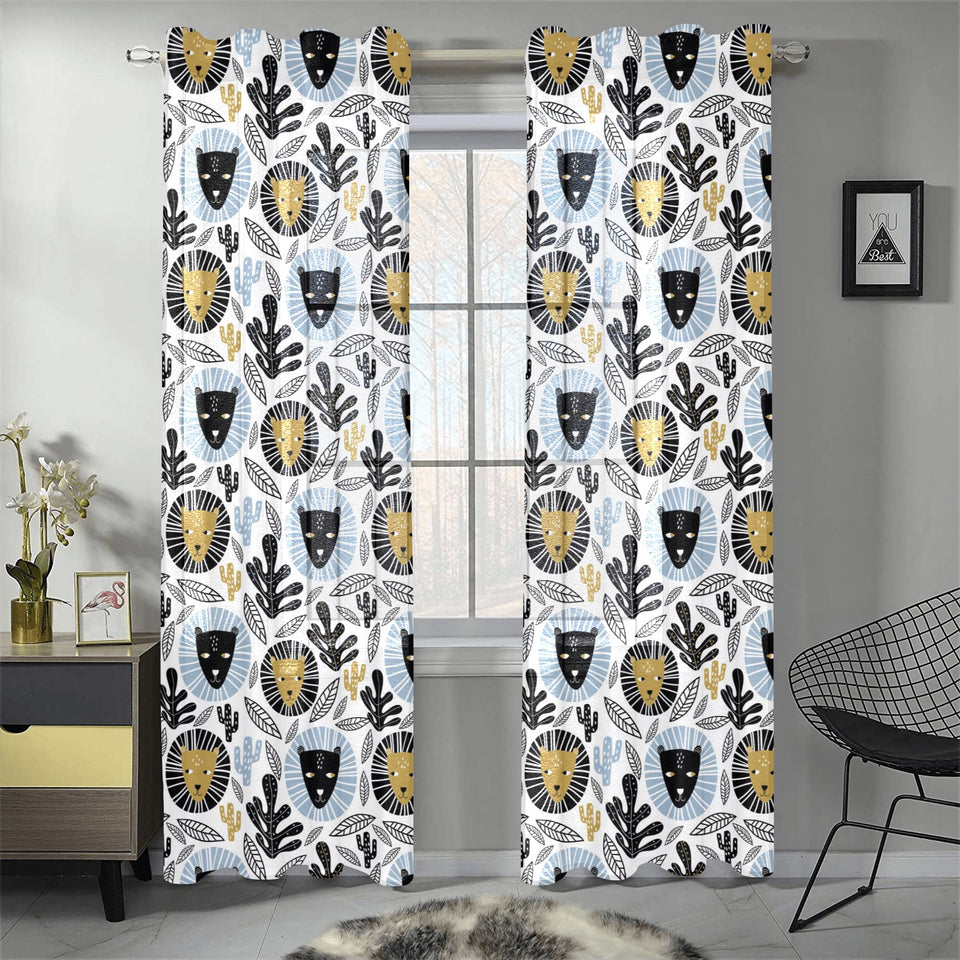 Lion Pattern Print Design 05 Gauze Curtain