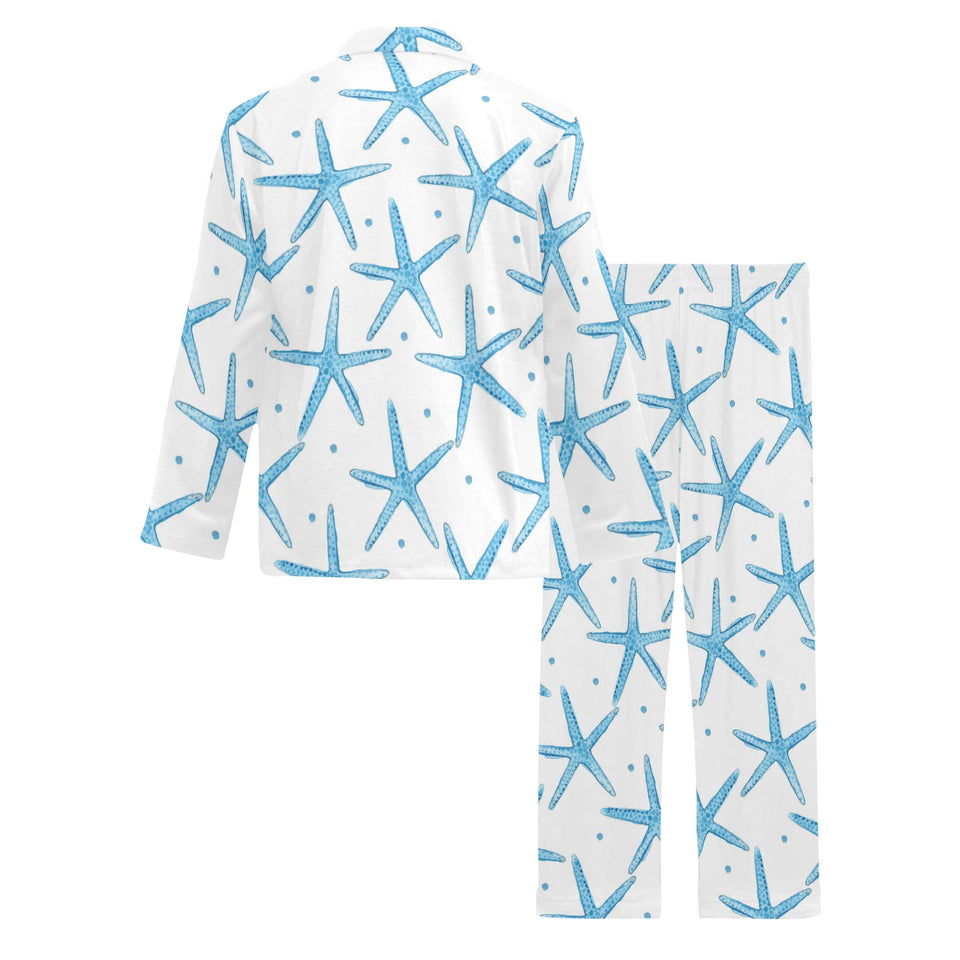 Watercolor starfish pattern Men's Long Pajama Set