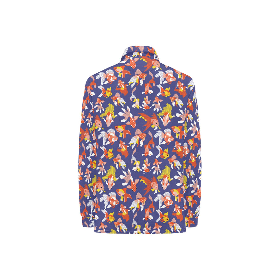 Goldfish Pattern Print Design 04 Women's Long Sleeve Polo Shirt