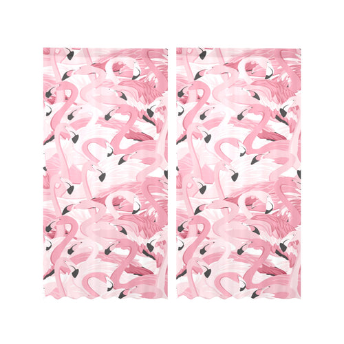Pink flamingos pattern background Gauze Curtain