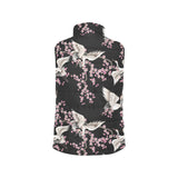 Japanese crane pink sakura pattern Women's Padded Vest