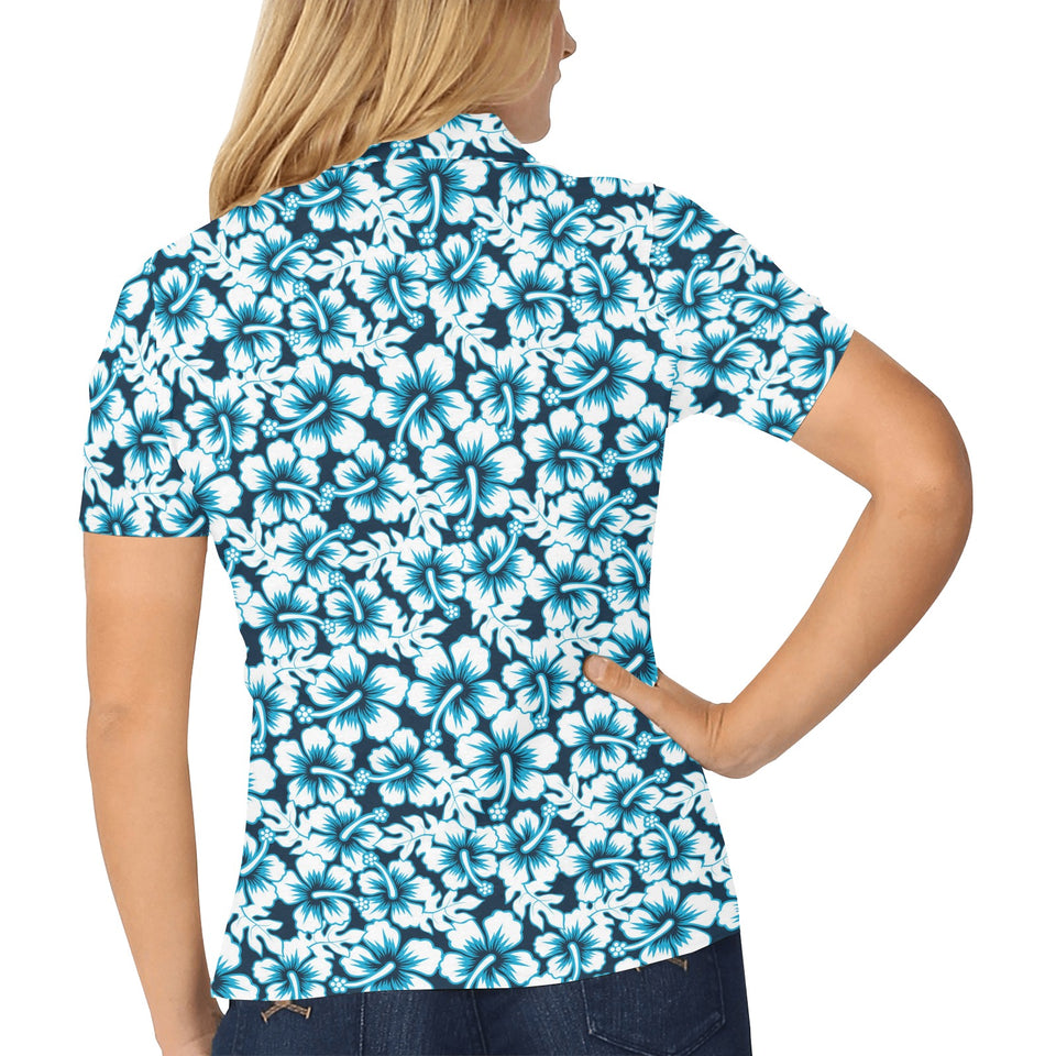 Hibiscus Pattern Print Design 04 Women's All Over Print Polo Shirt