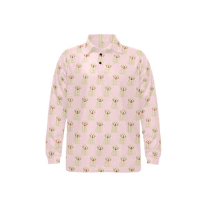 Golden Retriever Pattern Print Design 02 Men's Long Sleeve Polo Shirt