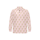 Golden Retriever Pattern Print Design 02 Men's Long Sleeve Polo Shirt
