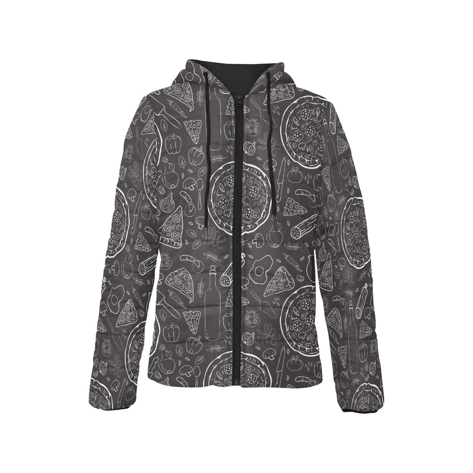 Pizza pattern Women's Padded Hooded Jacket
