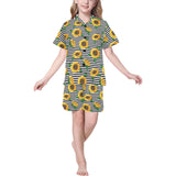 sunflowers ribbon background Kids' Boys' Girls' V-Neck Short Pajama Set