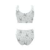Cute goat design pattern Chest Bowknot High Waisted Bikini Swimsuit