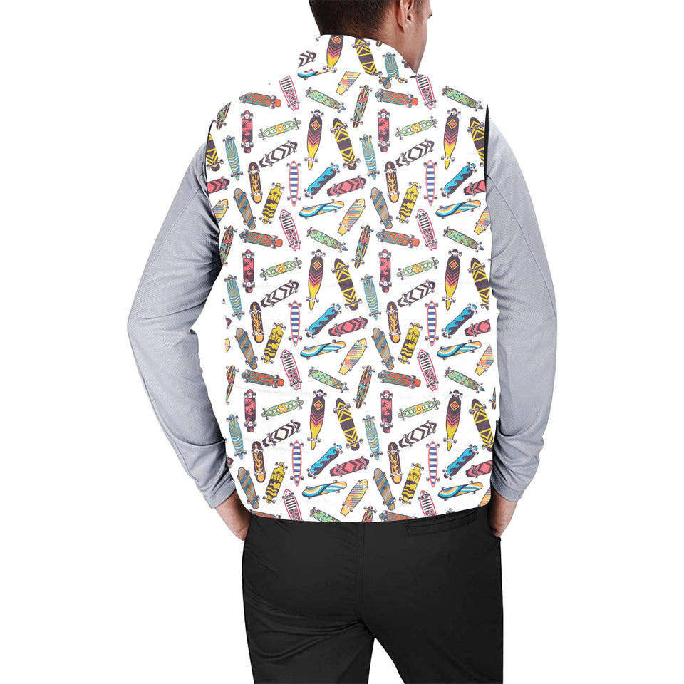 Skate Board Pattern Print Design 05 Men's Padded Vest