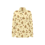 peanuts design pattern Women's Long Sleeve Polo Shirt