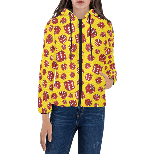 Dice Pattern Print Design 04 Women's Padded Hooded Jacket