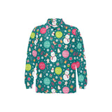Snowman bird decorative elements christmas pattern Men's Long Sleeve Polo Shirt